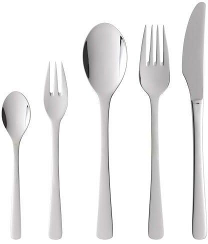 Gense Steel Line Besteck Set 12 Personen, Essbesteck 12 Personen Spülmaschinenfest, Hochwertiges & Elegantes Besteckset 60-Teilig, Skandinavisches Design, aus Glänzendem Edelstahl