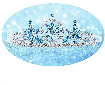 CIEHER Blauer Schnee Strass Tiara für Halloween Elsa Cosplay Krone für Mädchen Geburtstag Party Favors Weihnachtsgeschenke für Mädchen