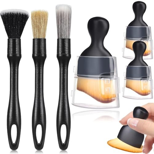 WDZGX Detailing Auto Brosse Nettoyage Voiture kit NettoyageVoiture Interieur Pinceau Nettoyage Voiture PourTableauDe Bord Intérieur Extérieur Bouches D'aération 7PCS