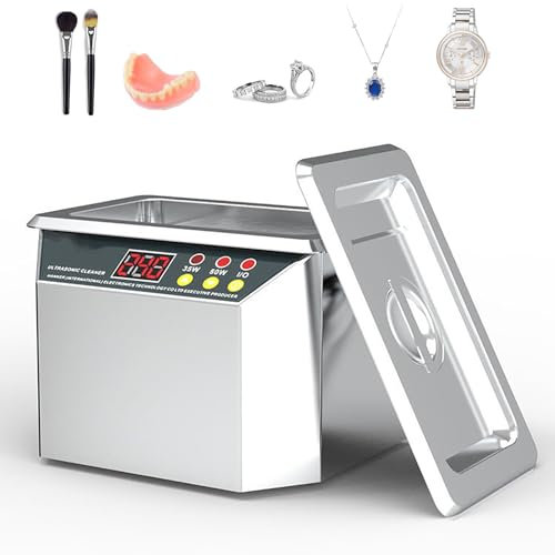 800mL Ultrasonic Cleaner,43kHz Professional 304 Stainless Steel Jewelry Cleaner,35/50W Dual-Frequency Digital Ultrasonic Cleaner Machine w/Timer,for Jewelry,Parts,Glasses,Denture,Watches
