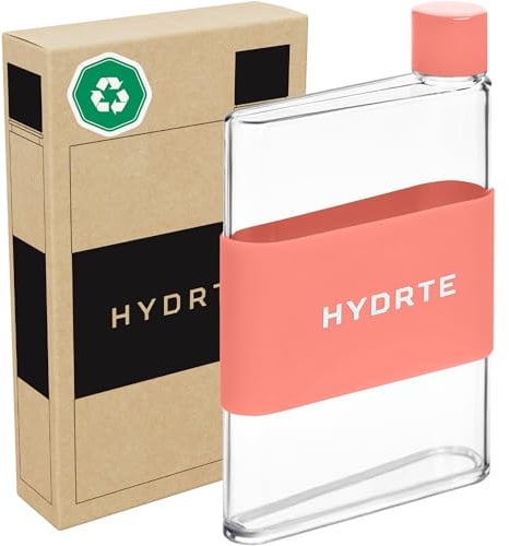 Hydrte Clear Water Bottle – 350ml Professional Cute Water Bottle for Travel, Slim, Lightweight & BPA-Free for Travel & Everyday Hydration (Summer Peach)