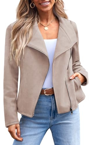AUTOMET, Giacche da donna in ecopelle scamosciata, outfit di moda per autunno-inverno 2024, cappotto corto aperto sul davanti