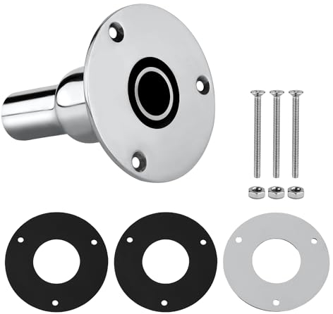 24mm Durch Rumpf Auspuff Hautanpassung aus Edelstahl 316 für Diesel Standheizungs Auspuffrohr, mit Schrauben Muttern Dichtungen Hardware für Boot Marine Auto LKW (Gerade Ausführung)