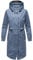 Navahoo Damen Leichter Übergangsmantel Kurzmantel lang mit Verstellbarer Kapuze Silberperlee Dusty Blue Gr. XL