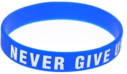 LUOFENG Armband - Motivierendes Silikon-Armband mit 'Never Give Up'-Schriftzug - Schwarz, Blau