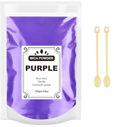 Epoxidharz Farbe 120g, Mica Pulver Natur Metallic Epoxidharz Pigment für für Seifenfarbe, Lipgloss, Nagellack, Make-up, Epoxidharz, Kerzenherstellung, Badebombe, Schleim (violett)
