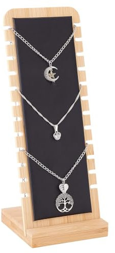 Helweet Espositore Collane, Porta Collane, Espositore per Collane in Legno, Espositore per Gioielli Tabelloni, Supporto per Collane, Supporto per Gioielli, 12 Slot Cavalletto per Collana, per Collane