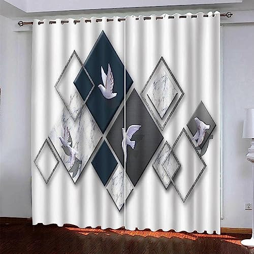 Gardine Modulares Diamantgitter Vorhänge Wohnzimmer Vorhang Kinderzimmer,3D Curtains, Fenster Für Küche Schlafzimmer Wohnzimmer, 2Er Set/Uv-Schutz/Schalldämmung -2Y2L6A7N9W6