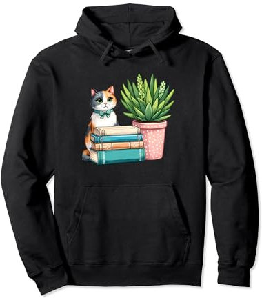 Lindos libros y plantas para gatos Sudadera con Capucha