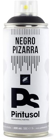 PINTUSOL Bombe Peinture Tableau Noir pour Craie, Transformez n'importe quelle Surface en Ardoise, Finition Noir Mat, Application Facile, Multi Surface Mur Sol Objets, Spray Professionnel 400ml