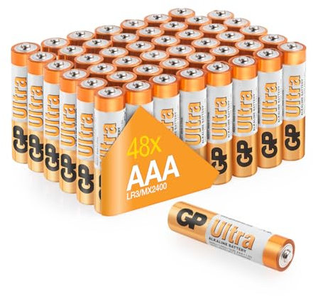 Piles AAA - Lot de 48 Piles | GP Ultra | Batteries Alcalines AAA LR3 1,5v - Longue durée