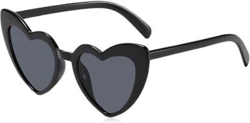 MAEXUS® Schwarze Sonnenbrille für Damen, Personalisierte Herzbrillen Schlank Wirken, UV400 Schutz Herzbrille Schwarz Party Sonnenbrille, Hochwertige Kunststoff Sonnenbrille für Hawaii Festival