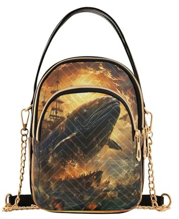 Mnsruu Abstrakte Wal-Crossbody-Tasche für Damen, Umhängetasche, Geldbörse, Handytasche, Reisekette, Geldbörsen, Schultertaschen, Abstrakter Wal, Einheitsgröße