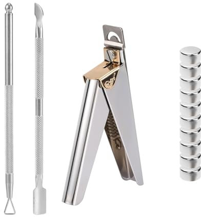 Acrylic False Nail Clippers with Magnets Sizers, Manicure Tools Including Flat Shears, Triangular Plane, Steel Pusher, 10 Magnets Nail Tip Cutter Set for Home Salon Nail Art Lover Gift