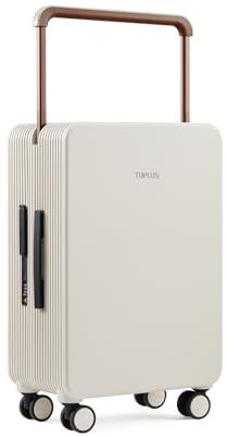 TUPLUS Koffer Trolley ABS Reisekoffer mit 4 Rollen Handgepäck Hartschale Rollkoffer Mittelgroß, Balance Serie(66,5cm-62L,Braun)