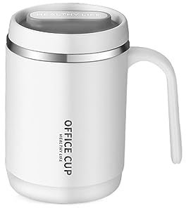 SDA287MZ Coffee Mugs Coffee Mug With Handle And Lids Stainless Steel Insulated Tea Cup 500ml Reusable For School Travel Office Tea Cup(White)