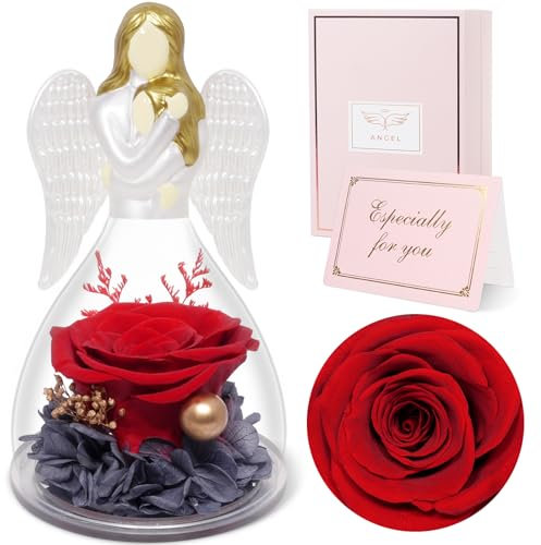Sunia Muttertagsgeschenke für Mama, Ewige Rose Engel Geschenk für Mama, Ewige Blume Engel Figur, Mama Geschenk Muttertag, Mutter Tochter Geschenk, Geburtstagsgeschenk für Mama, Muttertagsgeschenk