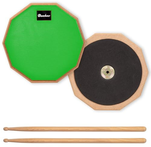 Deekec Silent Drum Practice Pad 8 Zoll, Silent Practice Drum Pad 2-seitig mit Drumsticks (Grün)