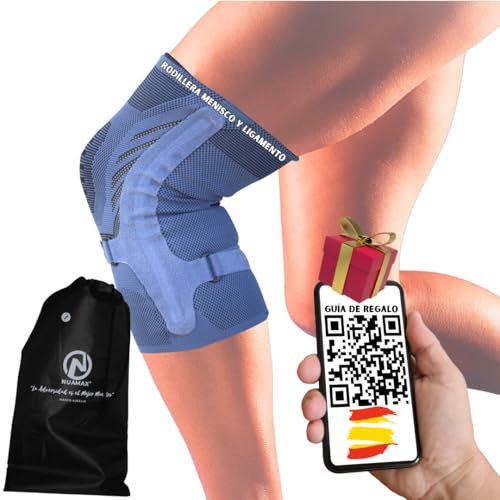 Nuamax] Rodillera Ortopedica | Rodilleras Menisco Y Ligamento - Knee Brace Para Rodillera Rotuliana, Ideal Como Rodilleras Gym, Incluye Cinta Rotuliana. Rodillera Ligamento Cruzado Anterior (Large)