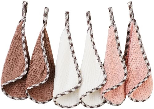 PHOGARY Lingette Démaquillante en Microfibre, Lot de 6 Serviette Microfibre pour Le Visage, Lingettes Gant de Toilette Microfibre - Réutilisables, Lavables et Douces pour la Peau (8 x 8, Brun)