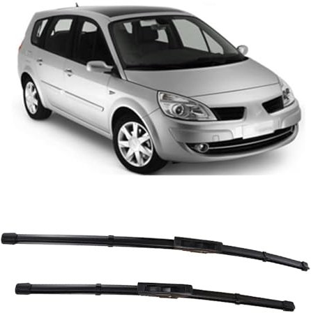 GLYGLY Coche Escobilla Limpiaparabrisas para Renault Scenic 2 Grand Scenic II 2 2005-2009, Resistente al Desgaste Limpiaparabrisas Delantero Parabrisas Accesorios