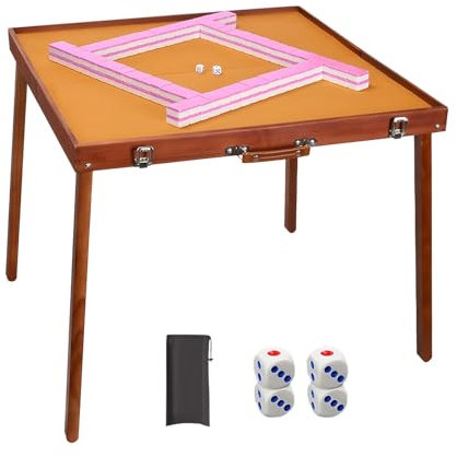 ZNQNDSR Tragbarer Mini-Mahjong-Tisch Aus Massivholz, Faltbarer Mahjong-Spieltisch Für Den Außenbereich, Für Campingpartys Und Strände(Pink)