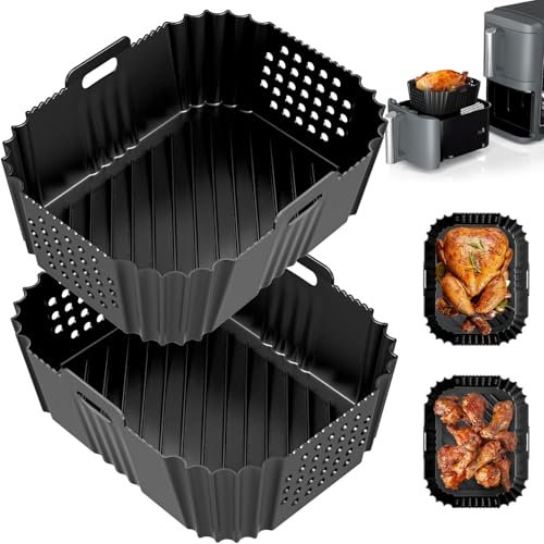 2 Molde Silicona Freidora de aire para Ninja SL400EU 9,5 L, Accesorios Freidora de Aire para Ninja Foodi AF300EU AF400EU, COSORI 8,5 L, MasterPro 9 L, Cecotec 9L