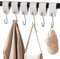 XHTXHT 12 Stück S Haken mit Lederschlaufe, Haken für Kleiderstange Haken Garderobe Kleiderhaken Edelstahl für Garderobe Küche Badezimmer Camping（weiß）