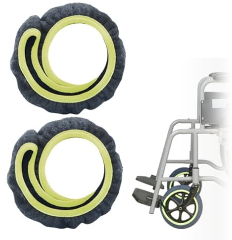 Ehucon WheelCover Für Transportsrollstuhl-Räder, Rollstuhl-Zubehör Reifenabdeckungen Zum Schutz Von Böden Und Teppichen, 1 Paar (Blau, 8 Zoll)