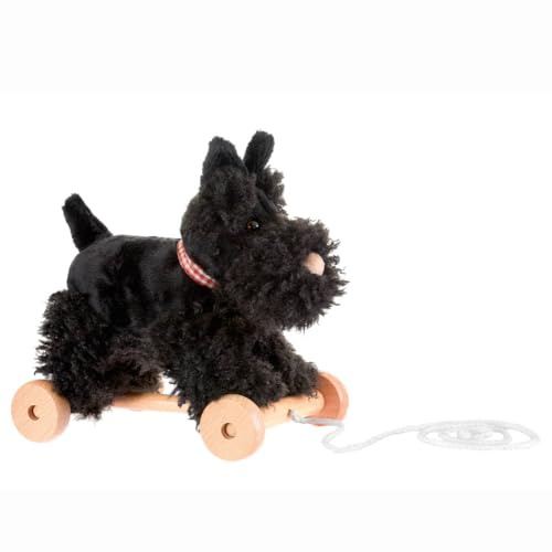 Egmont Toys Pull-Along Spieltiere – 4 Plüschtier-Modelle zum Hinterherziehen (Hund Eliot, Bär Raoul, Schaf Mary, Bär Walter), Holzräder & weicher Plüsch, ab 12 Monaten (Walter (Hund))