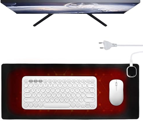Tischunterlage Beheizte: 80x33cm Beheiztes Mauspad, Große Mausmatte Wasserdichte Schreibtischunterlage, Heizmatte Schreibtisch mit 4 Heizstufen & 4 Stunden Automatischer Abschaltung für PC und Laptop