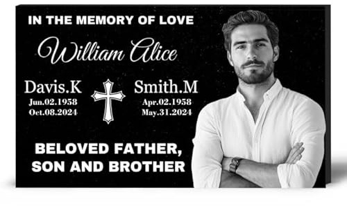 GMDLSK Lápida Memorial Personalizada para Mascotas y Seres Queridos - Placa Funeraria de Granito Resistente con Foto - Regalo Conmemorativo para Exteriores y Cementerios