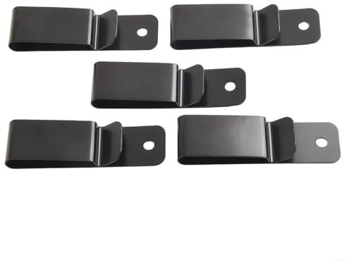 5 clip per cintura in ferro con gancio a molla in acciaio al manganese per chiavi, accessori per il trasporto fai da te, 76 x 22 mm, clip da tasca nera per portafogli e tasche