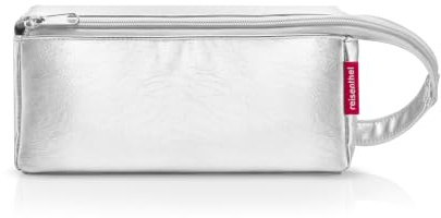 reisenthel foldcase MN7088 silver crackle - Kosmetiktasche mit 2,5l Volumen aus recycelten PET-Flaschen - Hochwertig - Öffnung mit Reissverschluss - B 23 x H 11 x T 11 cm