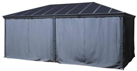 Hespéride - Rideau pour pergola autoportante Belize 6x3,6 m Gris Ardoise