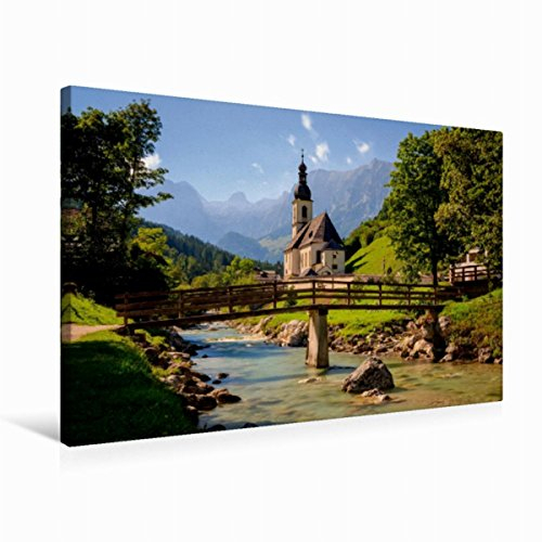 Toile textile haut de gamme 75 x 50 cm Paysage St Sebastian Ramsau B.Berchtesgaden | Image sur châssis montée sur véritable toile de Ramsau b. Gades de Rêves (CALVENDO Lieu) ;CALVENDO