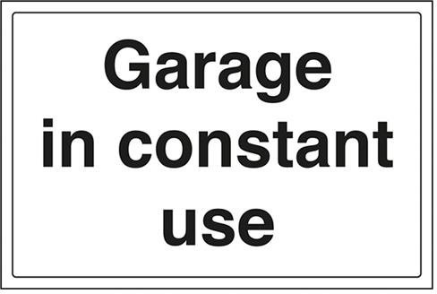 V Safety Garage In Constant Use Parking Sign - 300mm x 200mm - 1mm Rigid Plastic