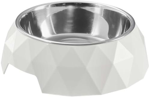 HUNTER KIMBERLEY Melamin-Napf, Futternapf, Trinknapf, für Hunde und Katzen, mit Edelstahlnapf, 700 ml, weiß