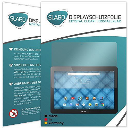 Slabo 2 x Displayschutzfolie für Acer Iconia One 10 (B3-A30) Displayschutz Schutzfolie Folie Crystal Clear KLAR