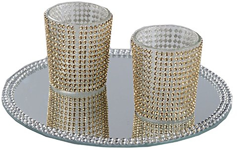 Riyashop Vassoio con Specchio Decorativo, Rotondo, Quadrato.