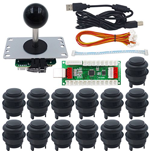 SJ@JX Arcade Game DIY Kit 13PCS Matt Frosted Black Button PC PS2 PS3 Android Zero Delay USB Encoder Arcade Fighting Joystick Controller Mechanical Keyboard Switch