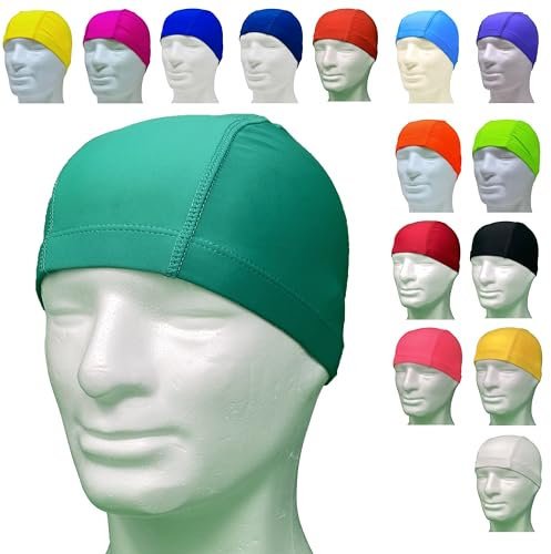 Gorros de natación Profesionales de Licra hipoalergénico sin látex ni Silicona – Gorro de Piscina Unisex - Acquagym para Adultos y jóvenes - Cantidad 1-20 - 50 Piezas (Cantidad 1 Pieza, Verde)