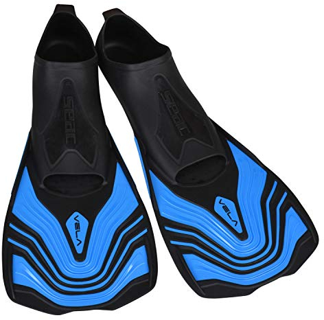 SEAC Mixte Vela Palmes Courtes Chaussantes pour la Natation en Piscine et Mer, Bleu, 34-35 EU
