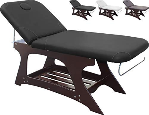 Polironeshop Virtus - Lit de Massage Fixe en Bois pour Centre Esthétique, Salon de Beauté, Soins Professionnels et Massages, Confort Optimal et Design Élégant (Noir)