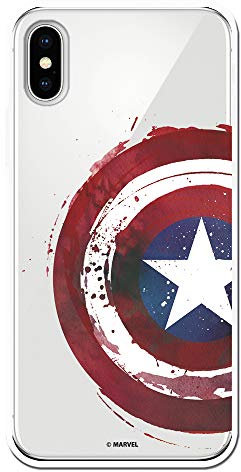 Custodia per iPhone X - XS ufficiale Marvel Capitan America Scudetto trasparente per proteggere il tuo cellulare Cover per Apple in silicone flessibile con licenza ufficiale Marvel.