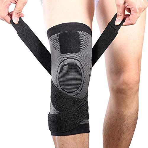 Vitoki Knee Supports for Arthritis Joint Pain 1 Pack, Knee Brace for Men & Women Knee Sleeve for Meniscus Tear ACL Running Workout Basketball Gym Grey Large