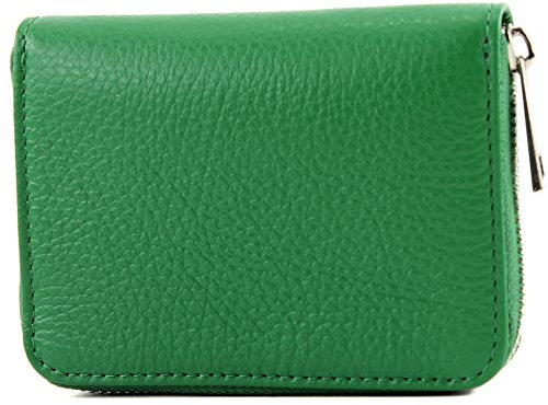 modamoda de P04 Portefeuille pour femme, en cuir véritable, court, style italien, Vert feuille, Small