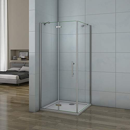Box Doccia Angolare Porta Battente Più Parete Fissa Vetro 6 mm Temperato Anticalcare Trasparente Telaio Cromo Lucido 100x90x195 cm