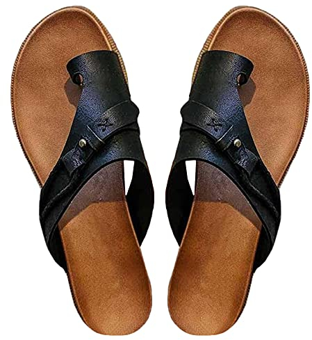 LLDG Damen Sandalen Sommer Slides Hausschuhe Zehe Ring Gladiator Sandalen Big Toe Hallux Valgus Für Die Behandlung Frauen Open Toe Flache Pantoffeln Outdoor Strand Schuhe rutschfest Badelatschen