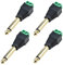 euroharry 6,35mm Klinkenstecker Adapter - Klinke auf 2-Pin Audio Kabel Terminal Block Set - Terminalblock 6.35mm Klinke 2-polig - Schraubbefestigung (4, Black)